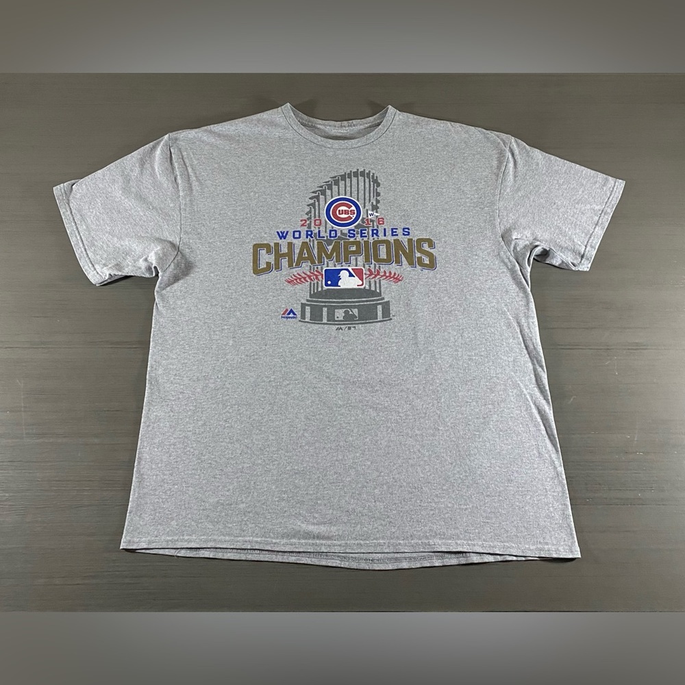 Chicago Cubs Shirt Adult Extra Large XL Gray Blue Majestic Baseball Mens 00s